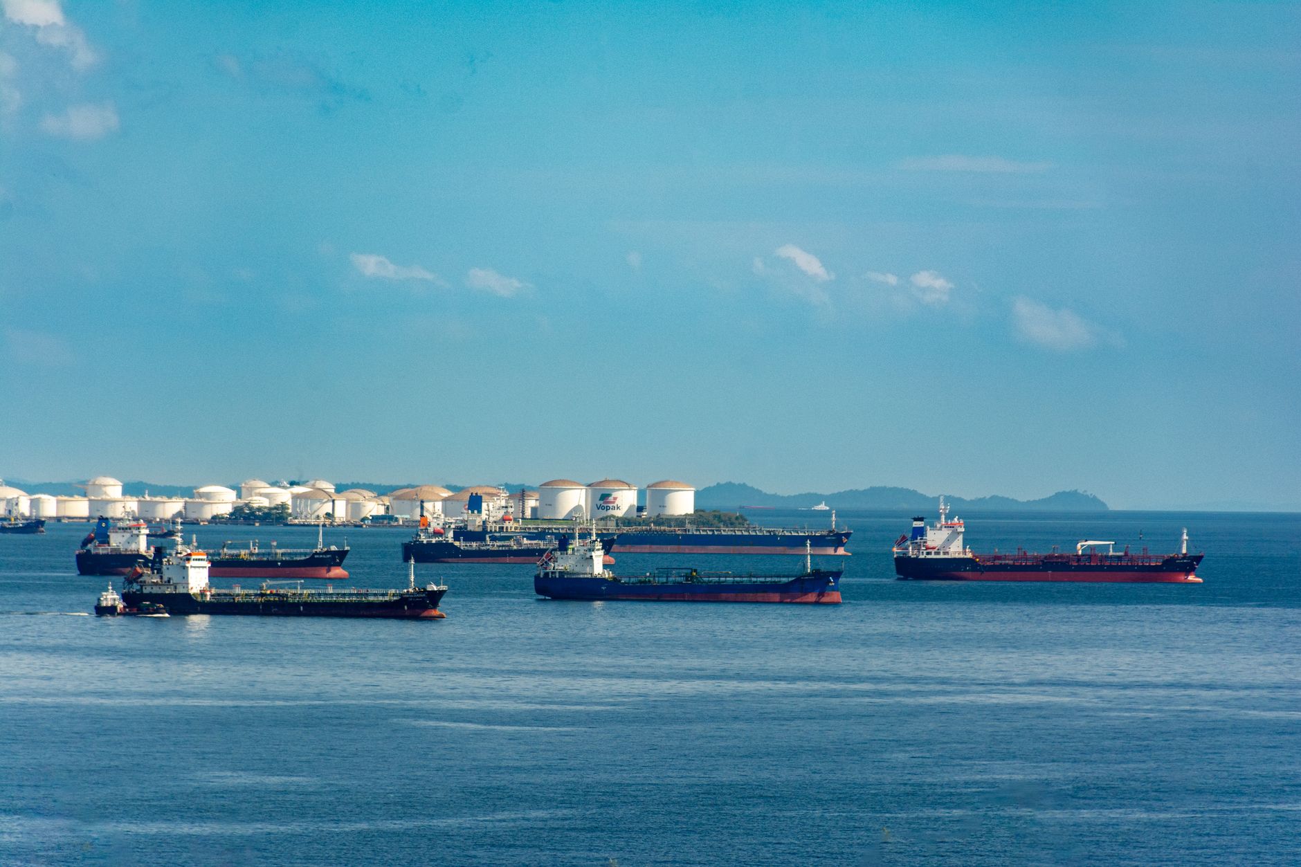 Commercial vessels near a marine port